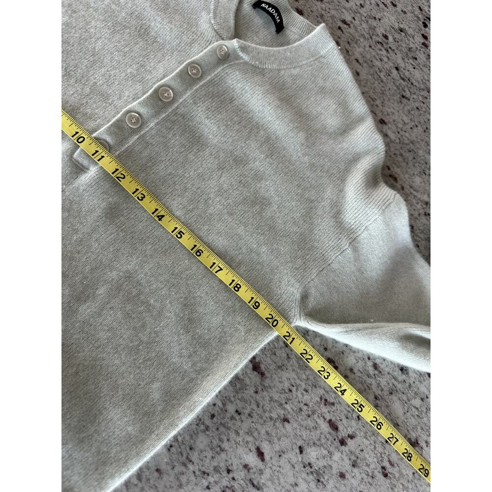 NAADAM 100% Cashmere Sage Green Women's Henley Crewneck Pullover Sweater Sz M - Picture 6 of 9